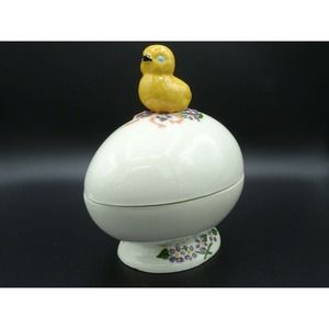 Easter Egg Trinket Candy Dish Ceramic Baby Chick HandPainted Holland Mold Spring